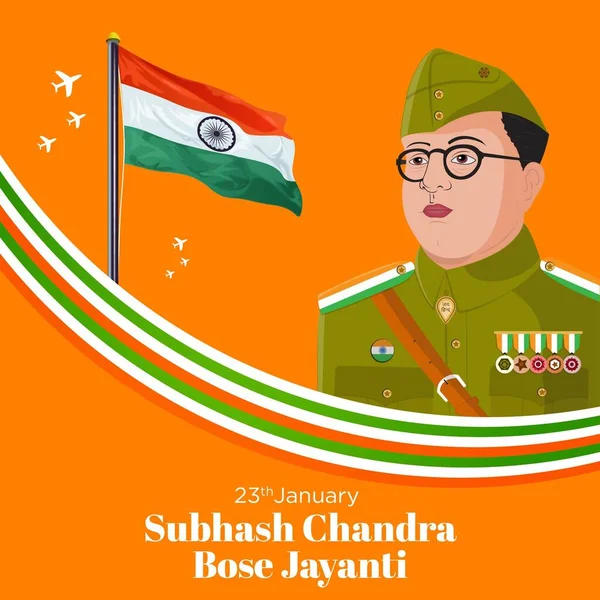 Netaji Subhash Chandra Bose Jayanti Banner Design Sablon — Stock Vector