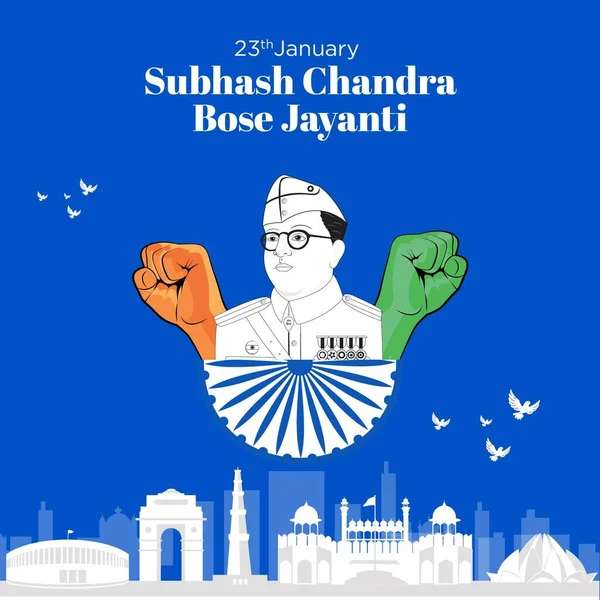 Netaji Subhash Chandra Bose Jayanti Banner Design Template — Vetor de Stock