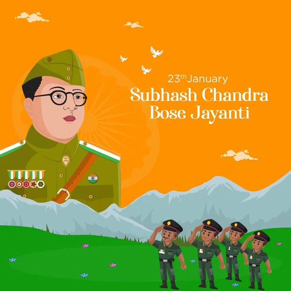 Netaji Subhash Chandra Bose Jayanti Banner Ontwerp Sjabloon — Stockvector