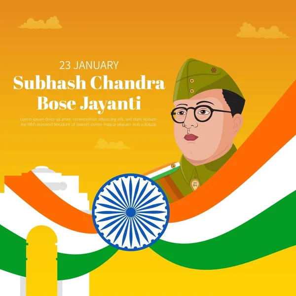 Netaji Subhash Chandra Bose Jayanti Banner Design Sablon — Stock Vector