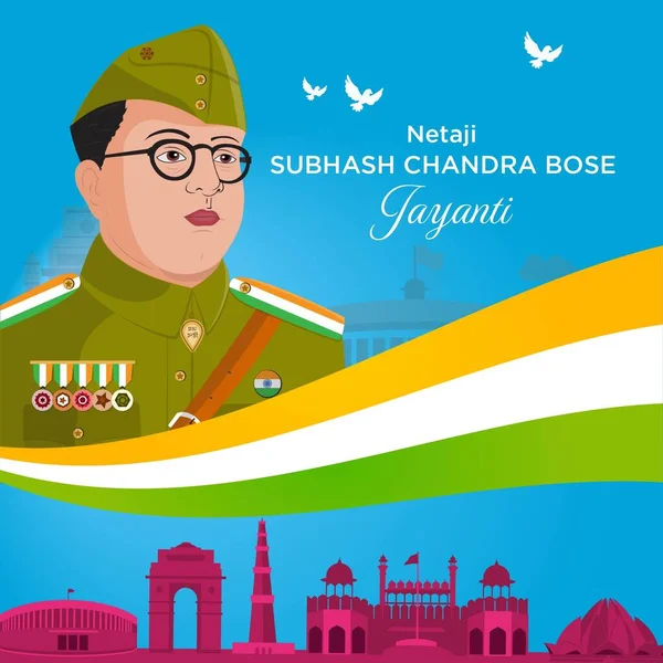 Netaji Subhash Chandra Bose Jayanti Banner Design Template — ストックベクタ