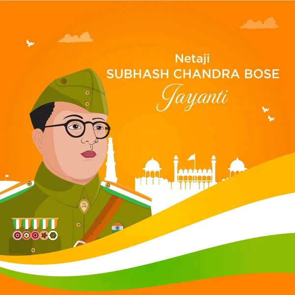 Netaji Subhash Chandra Bose Jayanti Banner Design Template — ストックベクタ