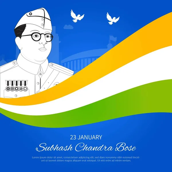 Netaji Subhash Chandra Bose Jayanti Banner Design Template — Vetor de Stock