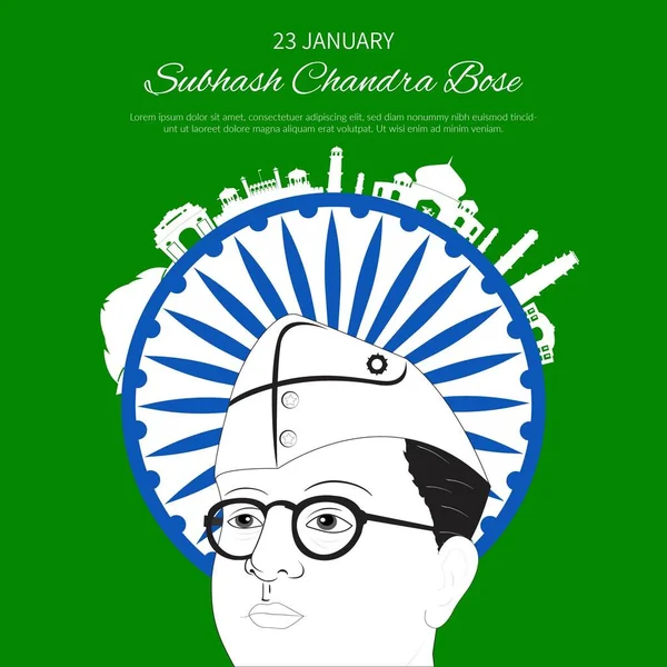 Netaji Subhash Chandra Bose Jayanti Banner Design Template — ストックベクタ
