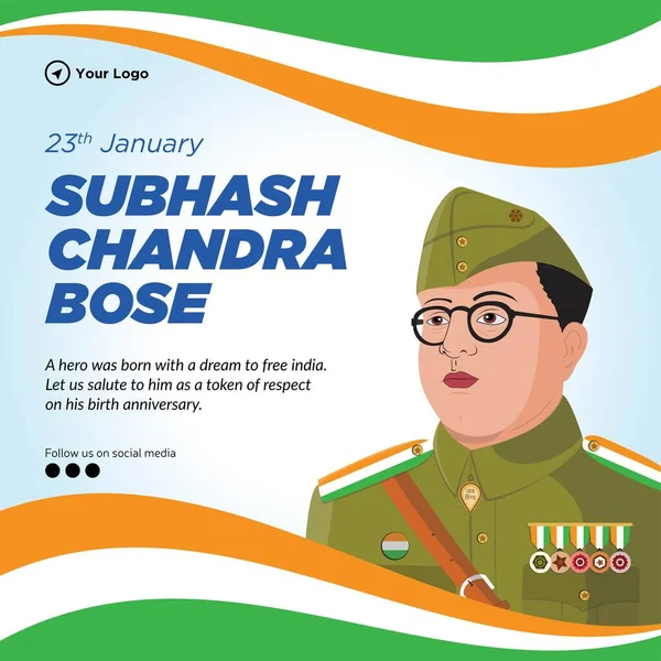 Subhash Chandra Bose Jayantiバナーデザインテンプレート — ストックベクタ