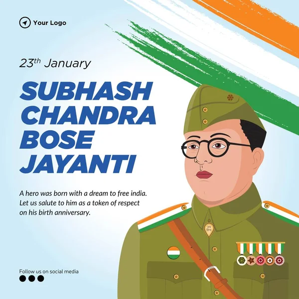 Subhash Chandra Bose Jayanti Modelo Design Banner — Vetor de Stock