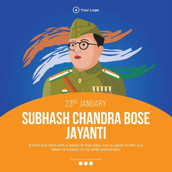 Subhash Chandra Bose Jayanti Modelo Design Banner — Vetor de Stock