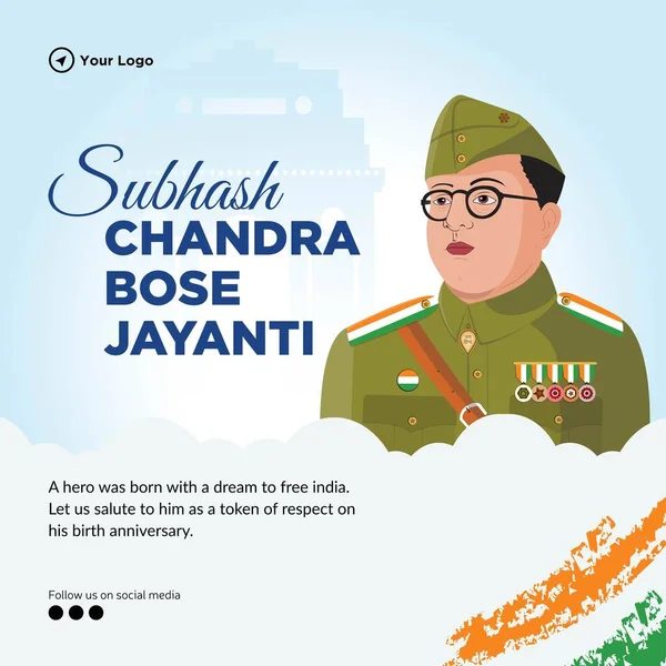 Subhash Chandra Bose Jayantiバナーデザインテンプレート — ストックベクタ