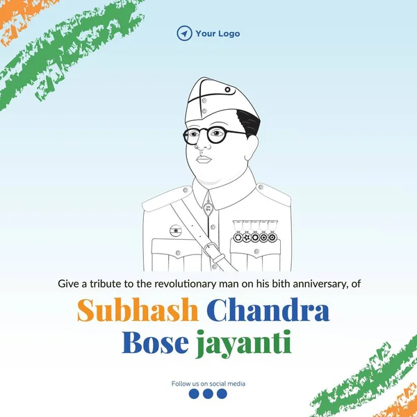 Subhash Chandra Bose Jayanti Banner Ontwerp Sjabloon — Stockvector