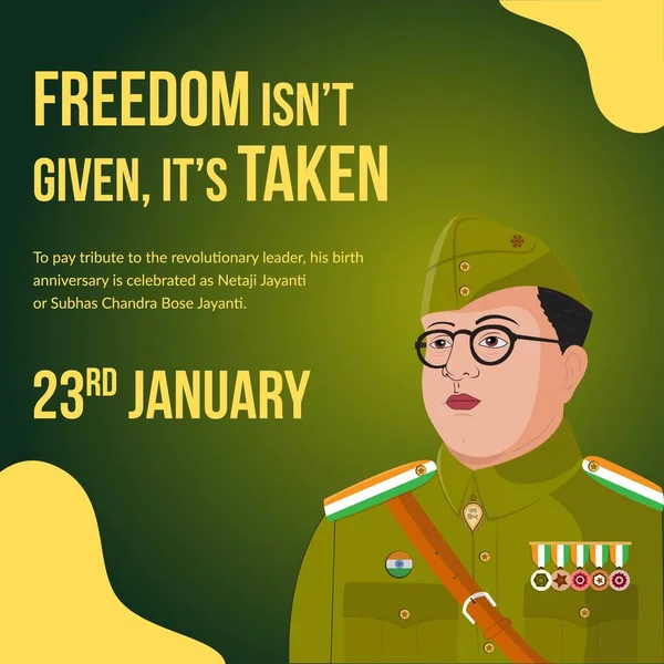 Subhash Chandra Bose Jayantiバナーデザインテンプレート — ストックベクタ