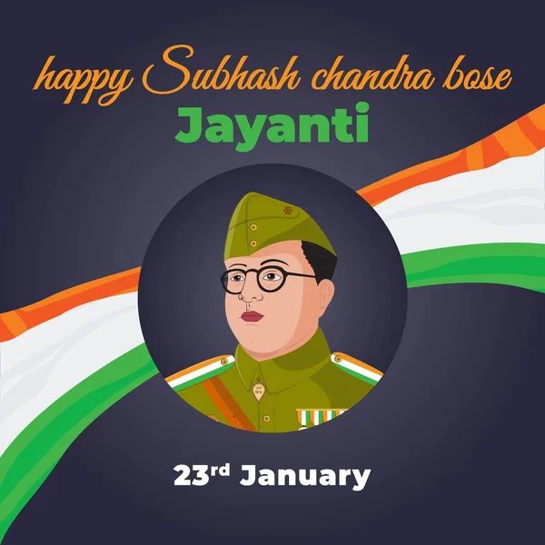 Happy Subhash Chandra Bose Jayanti Banner Πρότυπο Σχεδιασμού — Διανυσματικό Αρχείο