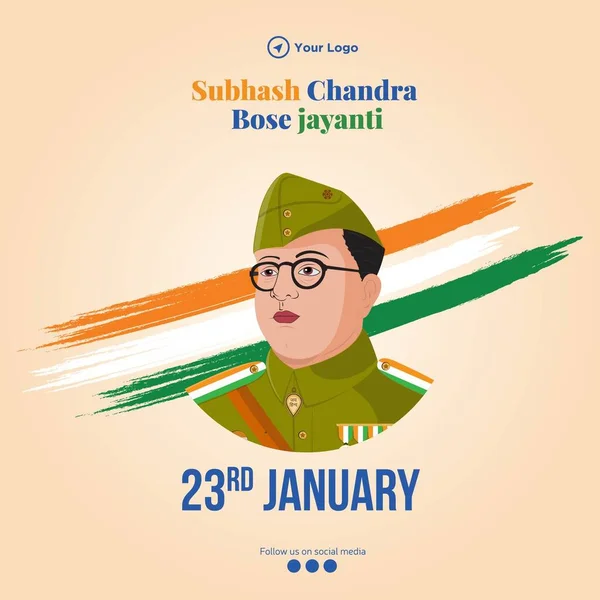 Subhash Chandra Bose Jayanti Banner Tervezési Sablon — Stock Vector