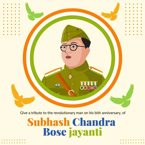 Subhash Chandra Bose Jayantiバナーデザインテンプレート — ストックベクタ