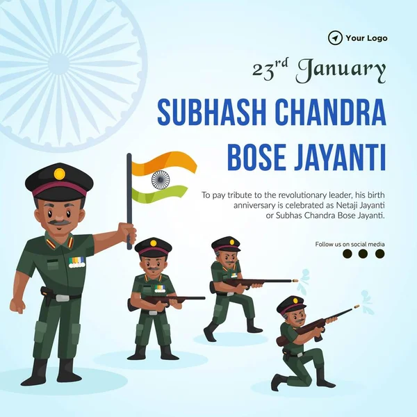 Subhash Chandra Bose Jayanti Modelo Design Banner — Vetor de Stock