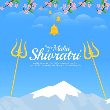 Mutlu maha shivratri festivalinin düz pankart tasarımı.