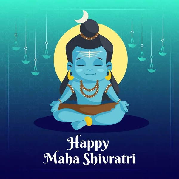 Happy Maha Shivratri Ινδουιστικό Ινδικό Festival Banner Πρότυπο Σχεδιασμού — Διανυσματικό Αρχείο