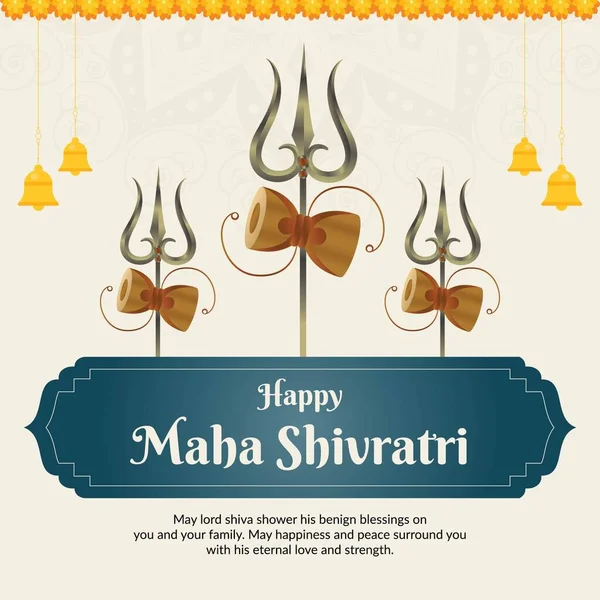 Banner Design Des Traditionellen Festivals Glücklich Maha Shivratri Vorlage — Stockvektor