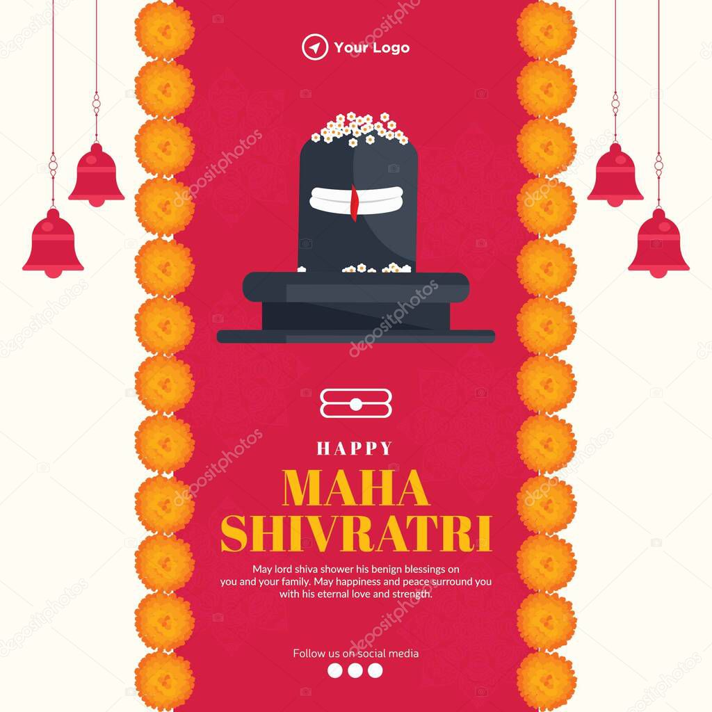 Happy maha shivratri hindu festival banner design template.
