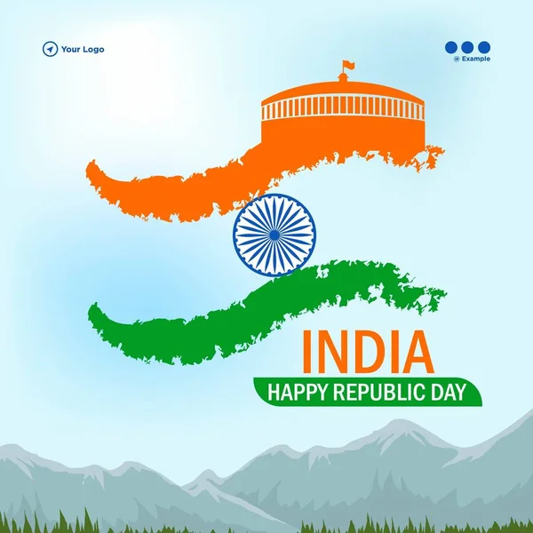 Banner Design Von Indien Glücklich Republik Tagesvorlage — Stockvektor