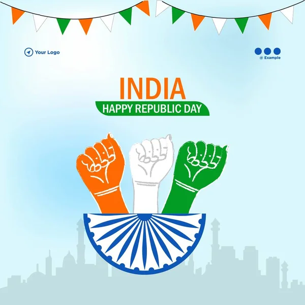 Σχεδιασμός Banner Της Ινδίας Ευτυχισμένη Δημοκρατία Πρότυπο Ημέρα — Διανυσματικό Αρχείο