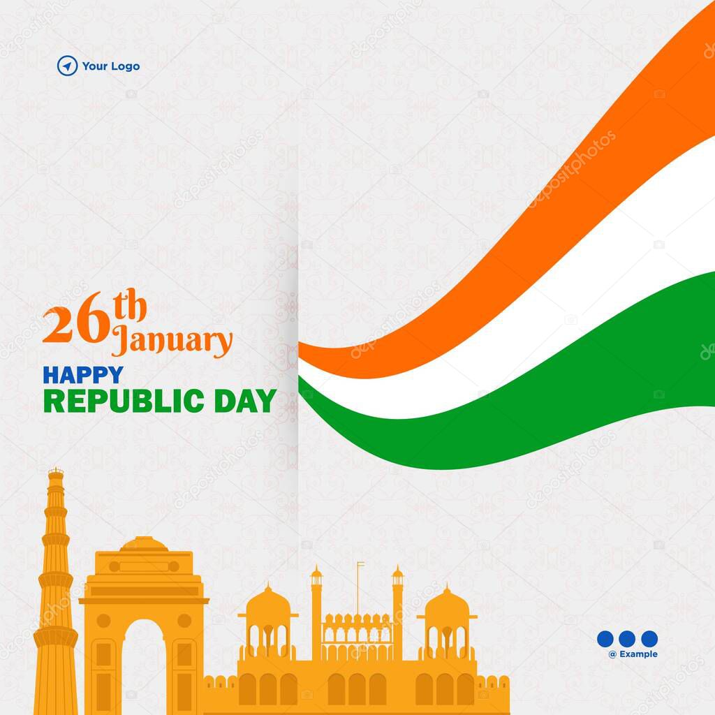 Banner design of India happy republic day template.