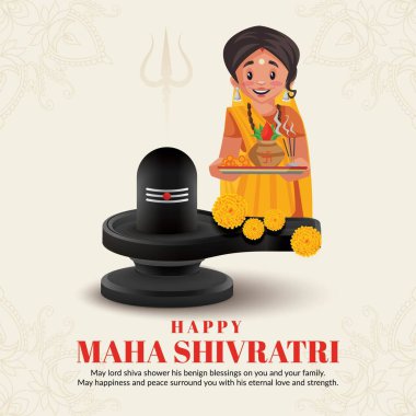 Mutlu maha shivratri Hint festivali şablonunun bayrak tasarımı.