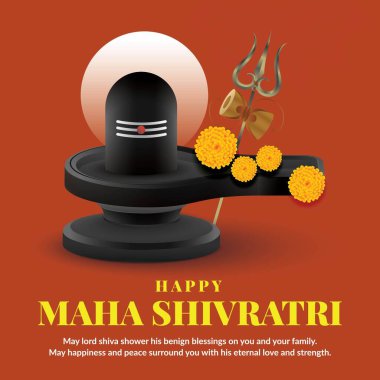 Mutlu maha shivratri Hint festivali şablonunun bayrak tasarımı.