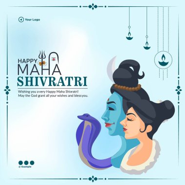 Mutlu maha shivratri hindu festivali şablonunun bayrak tasarımı.