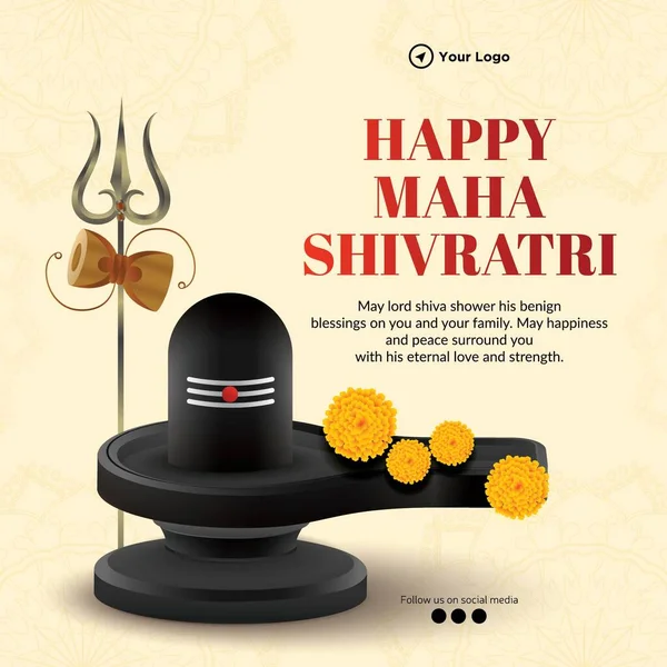 Banner Design Der Glücklichen Maha Shivratri Hindu Indian Festival Vorlage — Stockvektor