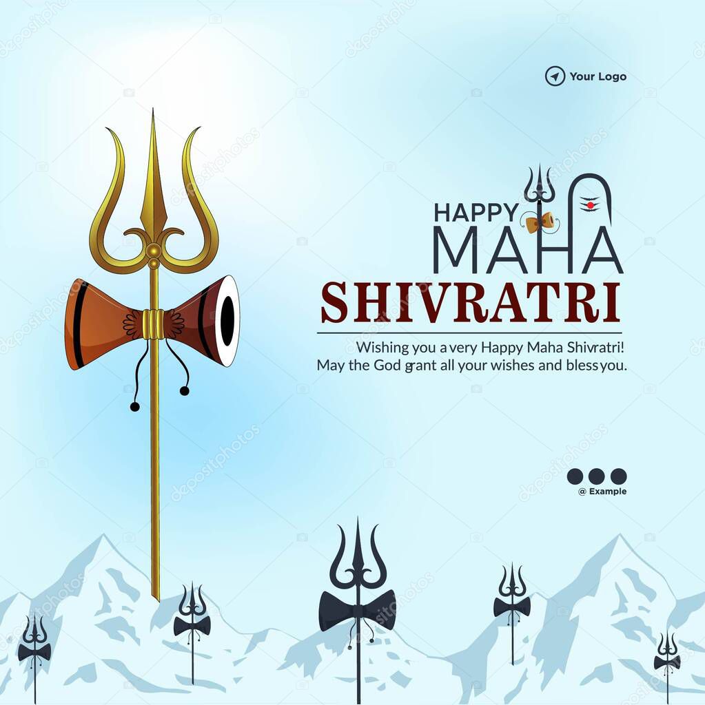 Banner design of happy maha shivratri hindu festival template.