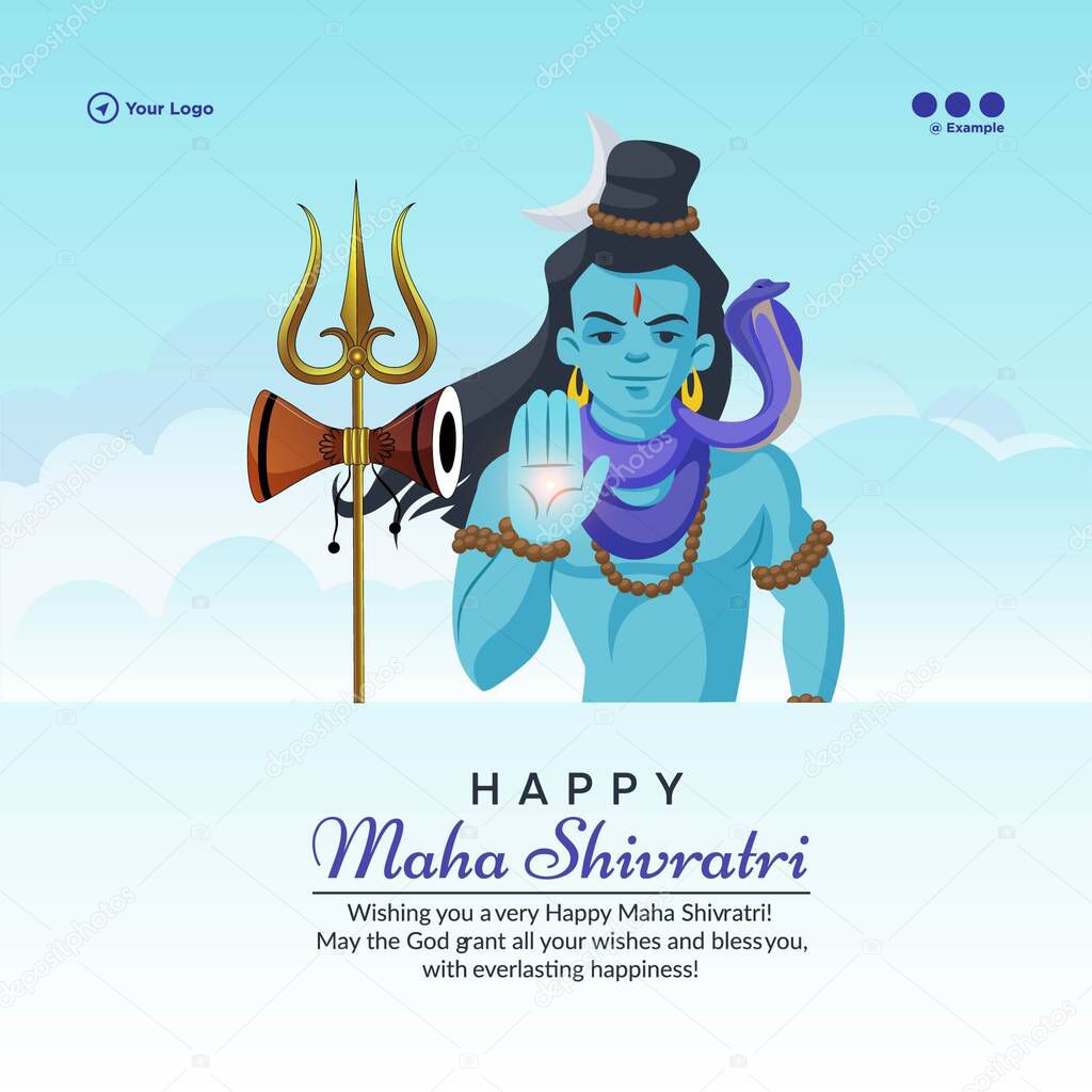 Banner design of happy maha shivratri hindu festival template.