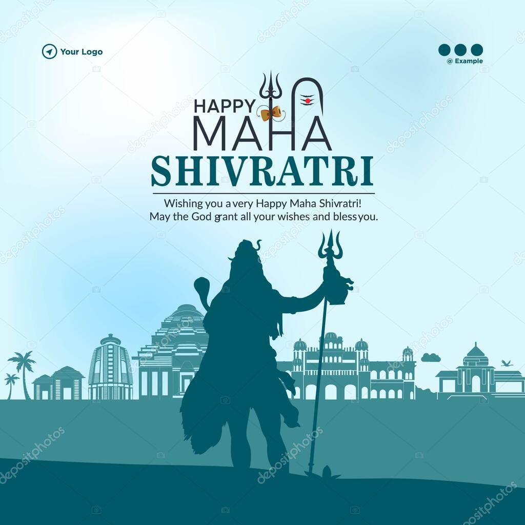 Banner design of happy maha shivratri hindu festival template.