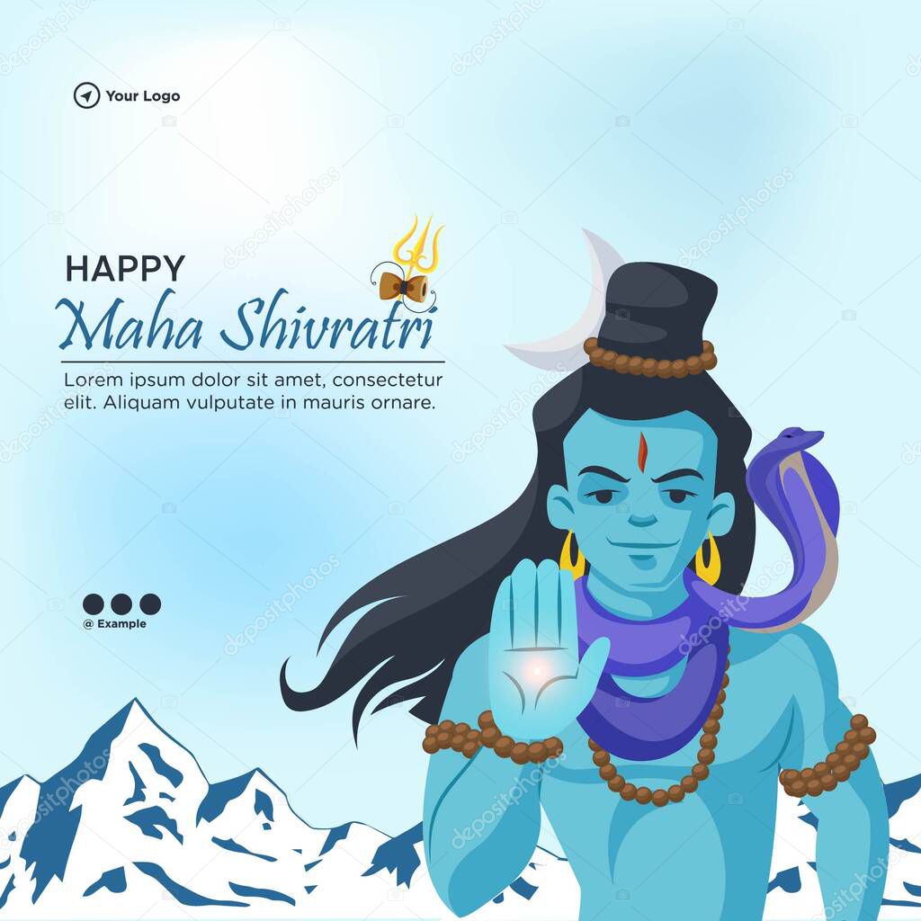 Banner design of happy maha shivratri hindu festival template.