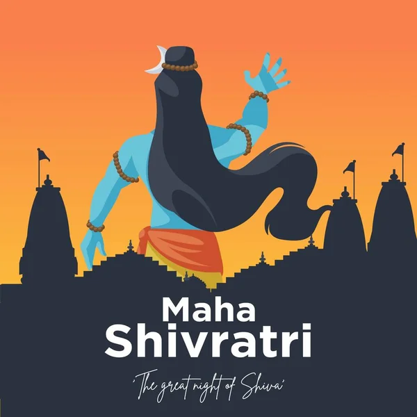 Hindu Festival Happy Maha Shivratri Great Night Shiva Banner Design — Stock Vector