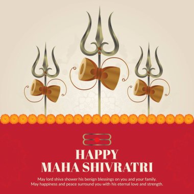 Hint Hindu festivali mutlu Maha Shivratri bayrak tasarımı şablonu.