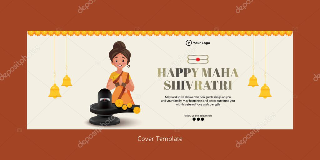 Cover page design of Hindu festival happy Maha Shivratri template.