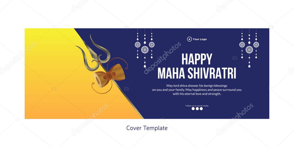 Cover page design of Indian festival happy Maha Shivratri template.