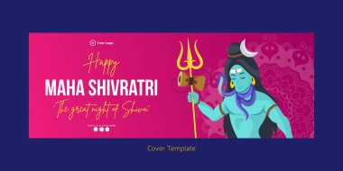 Mutlu Maha Shivratri 'nin kapak sayfası tasarımı Şiva şablonunun harika gecesi..