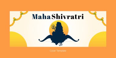Mutlu Maha Shivratri Hint festivali şablonunun kapak tasarımı.