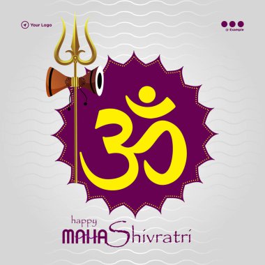 Mutlu maha shivratri Hint Hint festivali şablonunun bayrak tasarımı.