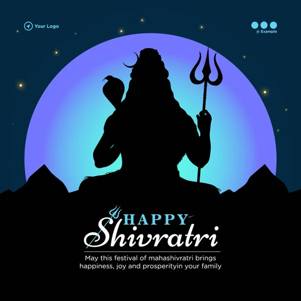 Σχεδιασμός Banner Του Ευτυχισμένη Shivratri Ινδική Ινδουιστικό Πρότυπο Φεστιβάλ — Διανυσματικό Αρχείο
