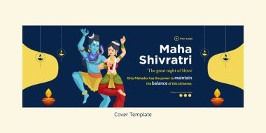 Mutlu Maha Shivratri 'nin kapak sayfası tasarımı Şiva şablonunun harika gecesi..