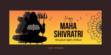 Mutlu Maha Shivratri 'nin kapak sayfası tasarımı Şiva şablonunun harika gecesi..