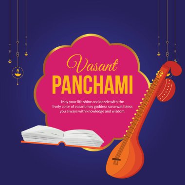 Mutlu Vasant Panchami şablonunun pankart tasarımı.