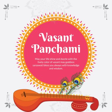 Mutlu Vasant Panchami şablonunun pankart tasarımı.