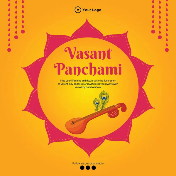 Banner Design Happy Vasant Panchami Template — Stock Vector