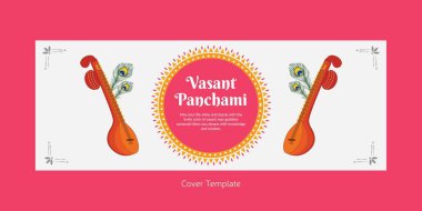 Vasant Panchami Hint festivali kapak sayfası tasarımı şablonu.