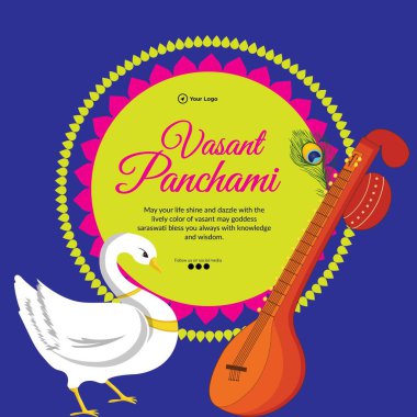 Mutlu Vasant Panchami şablonunun pankart tasarımı.
