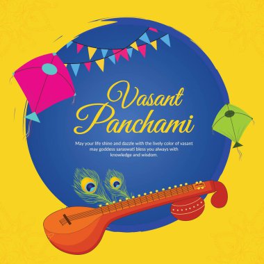 Mutlu Vasant Panchami şablonunun pankart tasarımı.