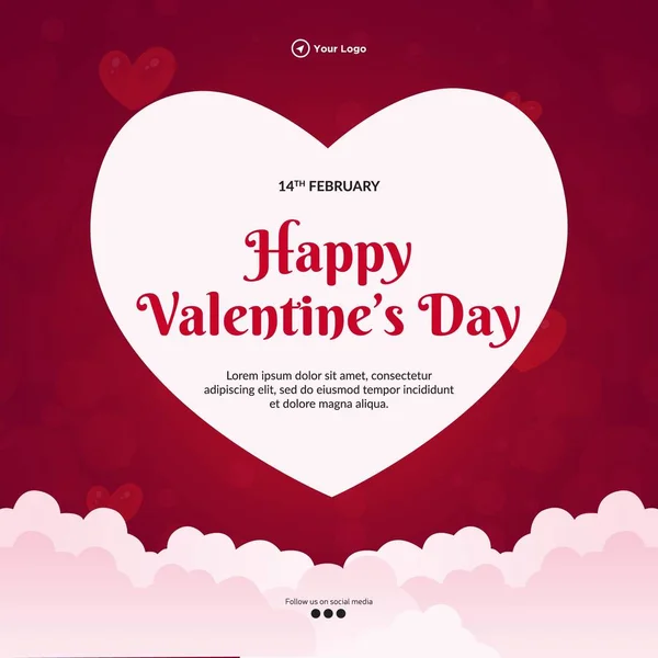 Feliz Día San Valentín Celebración Banner Diseño Plantilla — Archivo Imágenes Vectoriales